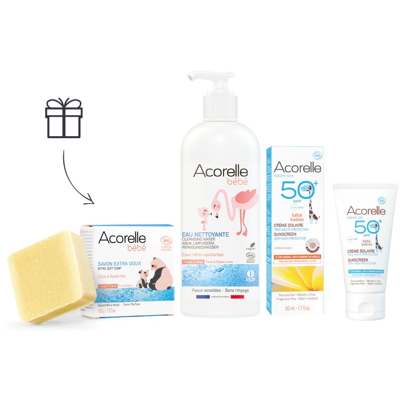 Packs soins bébé bio Acorelle - Bébé à la plage Packs soins bébé bio Acorelle - Bébé à la plage