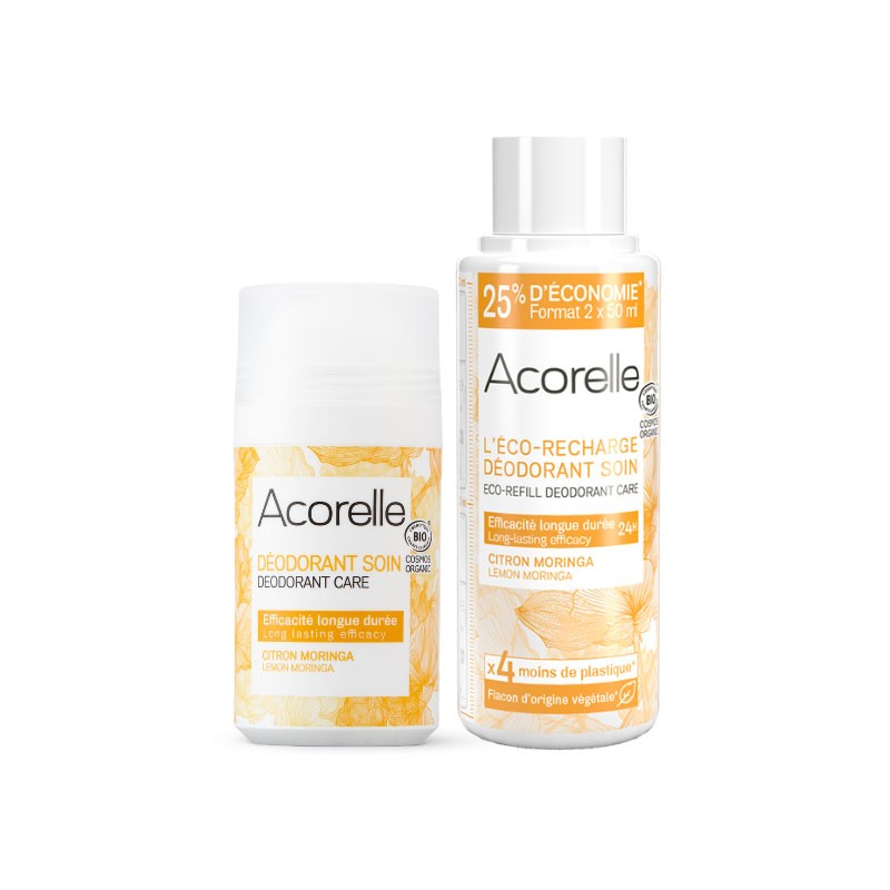 DUO Roll-On & Recharge Déodorant Citron Moringa BIO | Acorelle DUO Roll-On & Recharge Déodorant Citron Moringa BIO | Acorelle