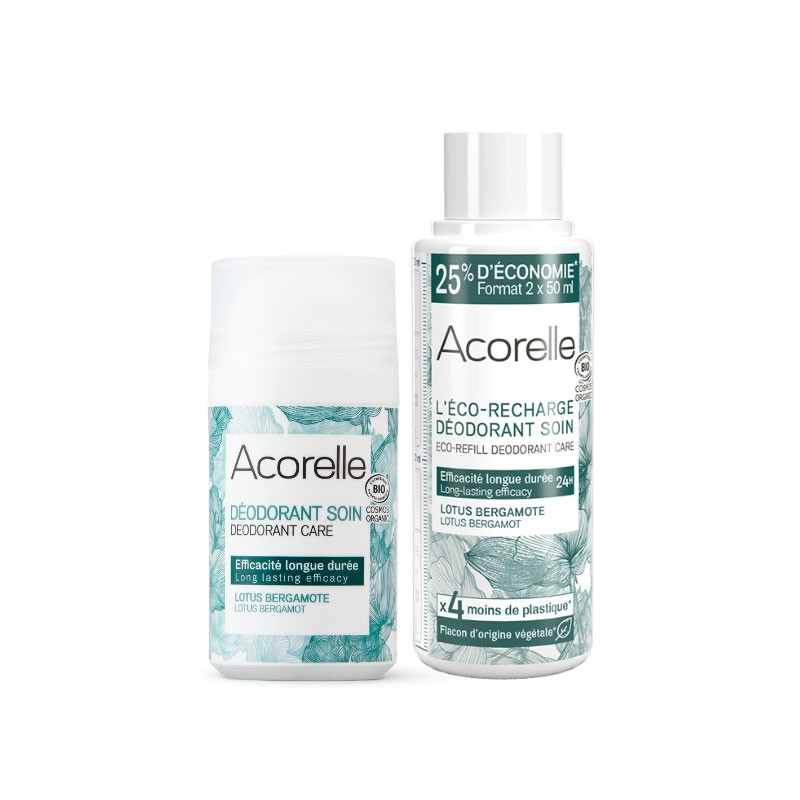 DUO Roll-On & Recharge Déodorant Lotus Bergamote BIO | Acorelle DUO Roll-On & Recharge Déodorant Lotus Bergamote BIO | Acorelle