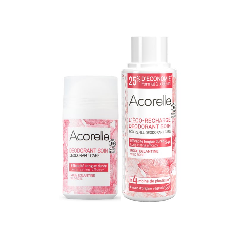 DUO Roll-On & Recharge Déodorant Rose Eglantine BIO | Acorelle DUO Roll-On & Recharge Déodorant Rose Eglantine BIO | Acorelle