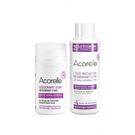 DUO Roll-On & Recharge Déodorant Spécial Peaux Sensibles | Acorelle