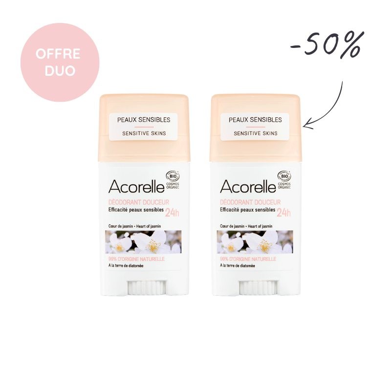 Duo Déodorant Douceur BIO Certifié Coeur de Jasmin 45g Duo Déodorant Douceur BIO Certifié Coeur de Jasmin 45g