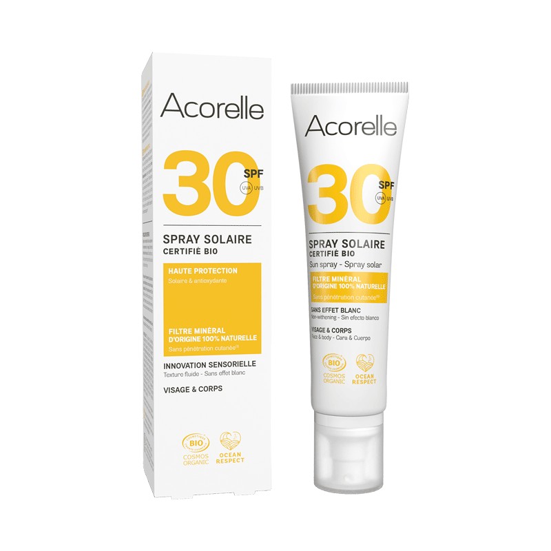 Spray Solaire Certifié BIO SPF30 100ml | Acorelle Spray Solaire Certifié BIO SPF30 100ml | Acorelle