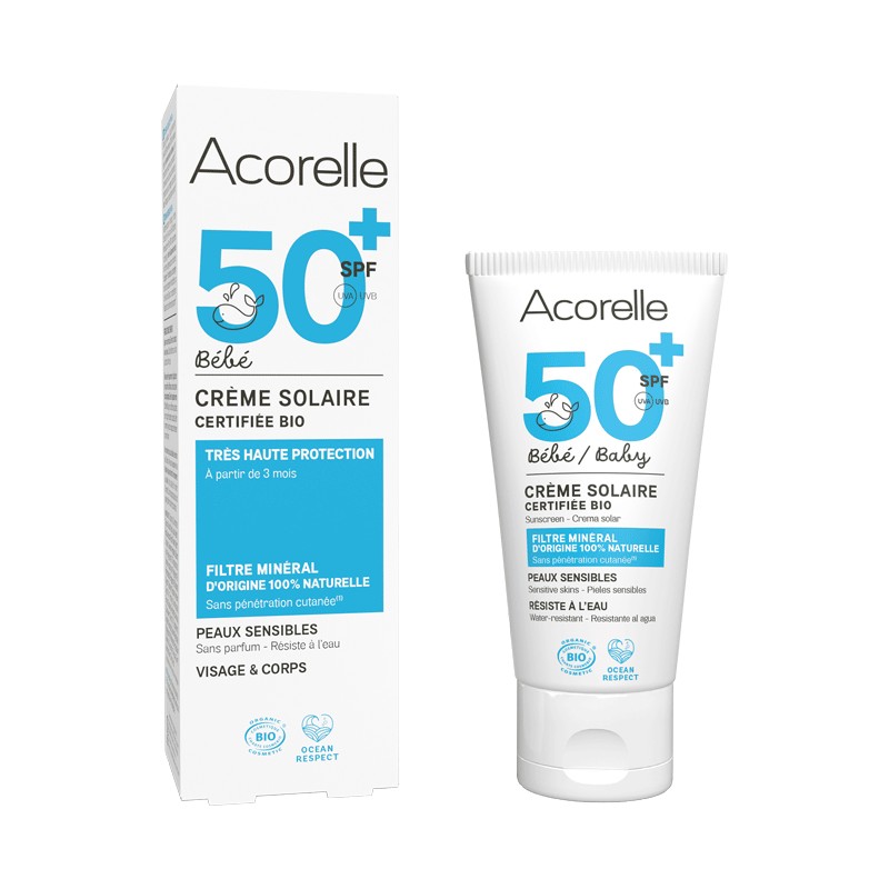Crème Solaire Bébé Certifiée BIO SPF50+ 50ml | Acorelle