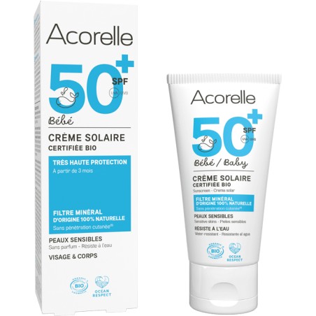 Crème Solaire Bébé Certifiée BIO SPF50+ 50ml | Acorelle
